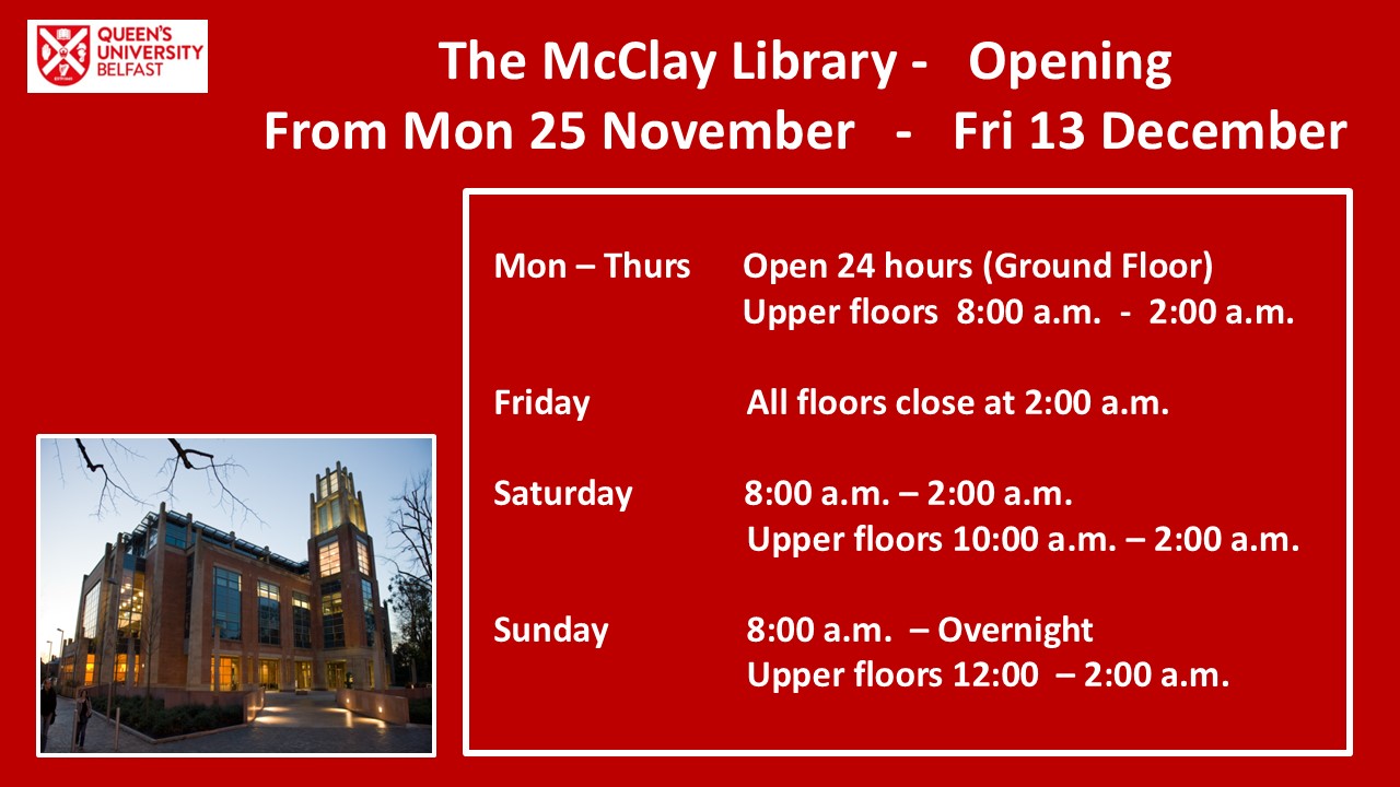 Opening Hours from Mon 25 November - Friday 13 December 2024